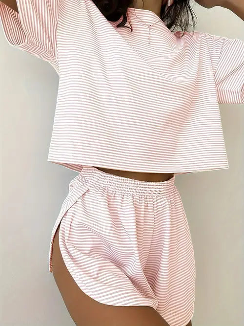 Casual Striped Pajama Set