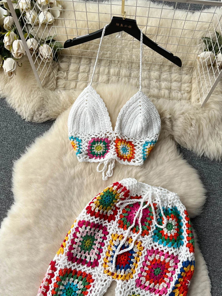 Bohemian Crochet Pants Set