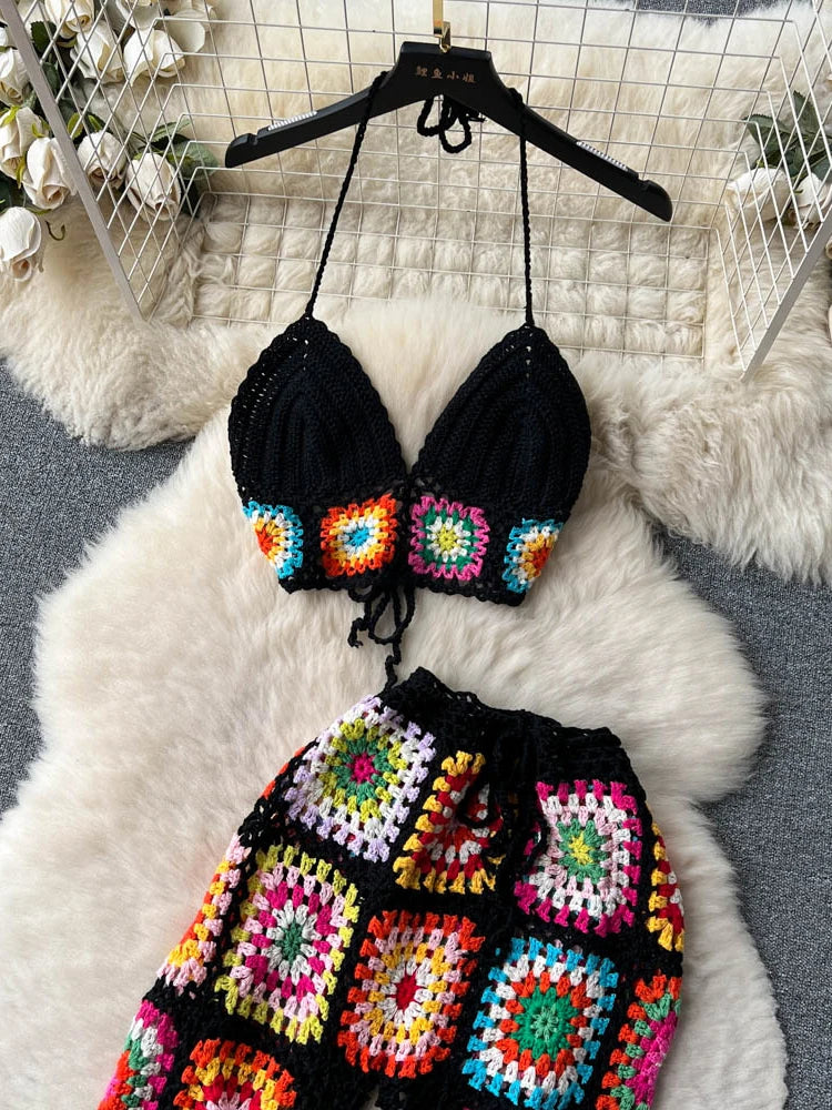 Bohemian Crochet Pants Set