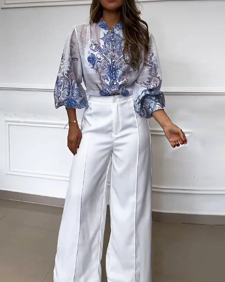 Casual Printed Loose Two-Piece Suit