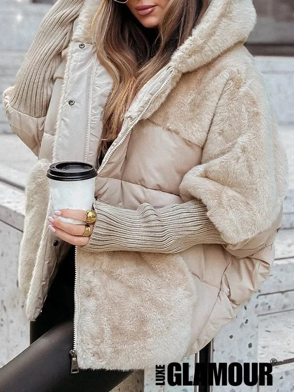 Lila Hooded Fur Patchwork Winter Coat