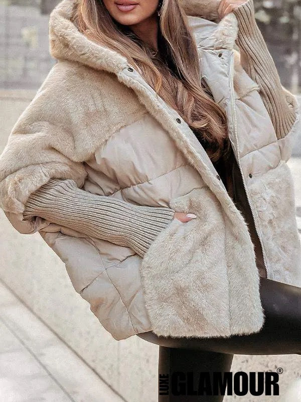 Lila Hooded Fur Patchwork Winter Coat