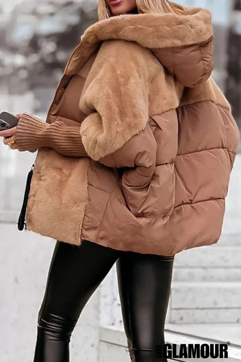 Lila Hooded Fur Patchwork Winter Coat