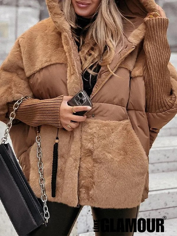 Lila Hooded Fur Patchwork Winter Coat